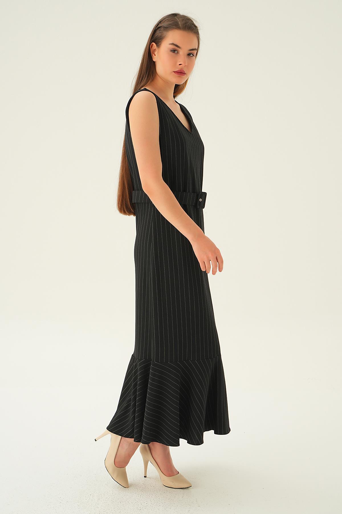 4026A Kemerli V Yaka Jile Siyah - 2