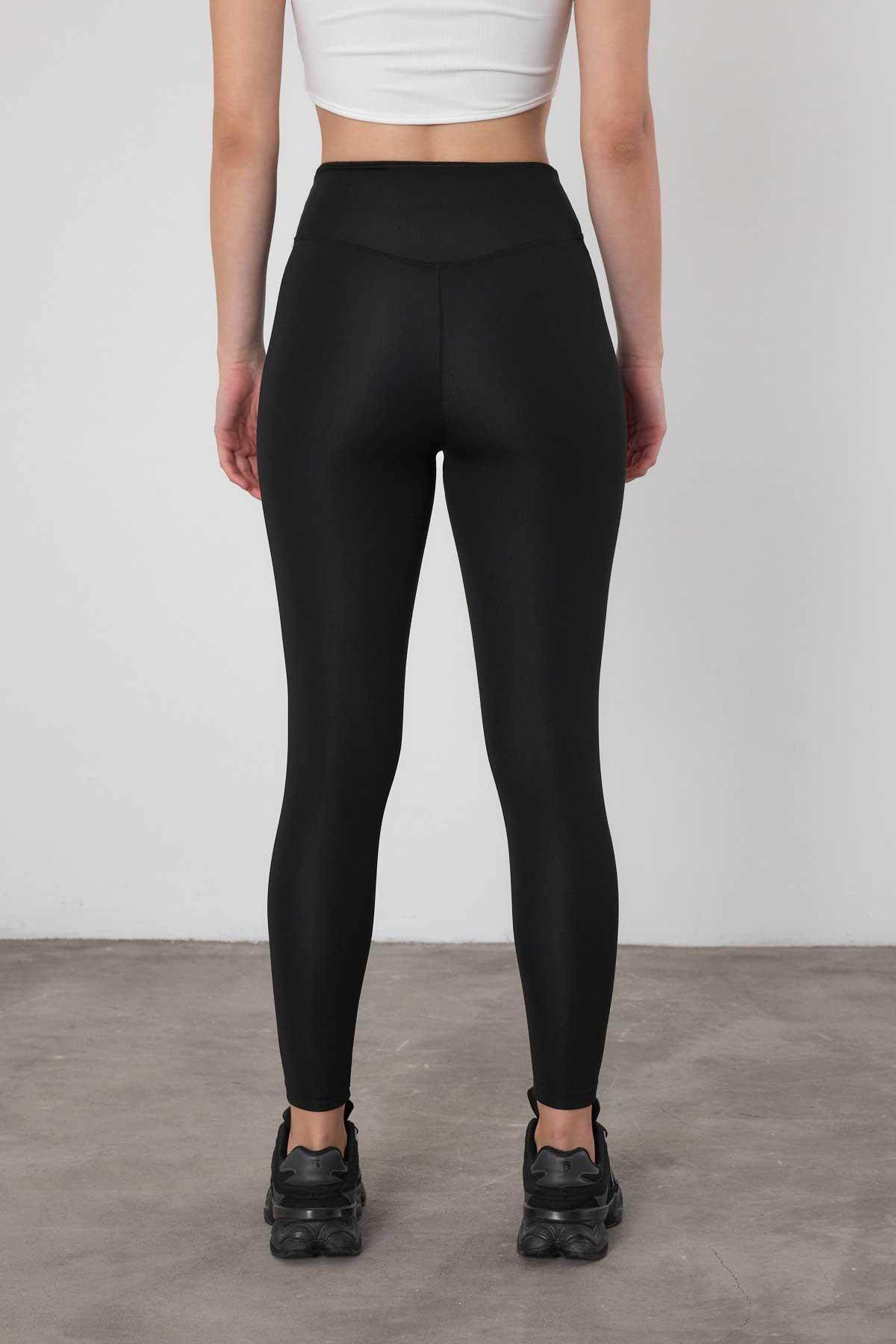 4028 İçi Şardonlu Likra Tayt Siyah - 5