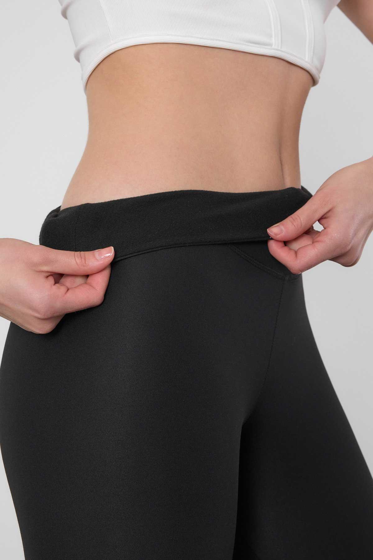 4028 İçi Şardonlu Likra Tayt Siyah - RAYS