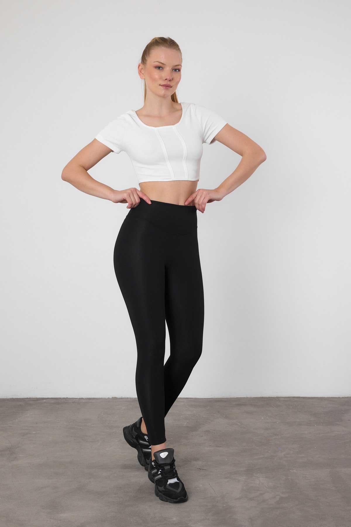 Siyah İçi Şardonlu Likra Tayt 4028 - 2