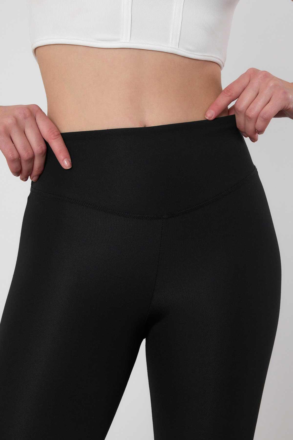 Siyah İçi Şardonlu Likra Tayt 4028 - 4