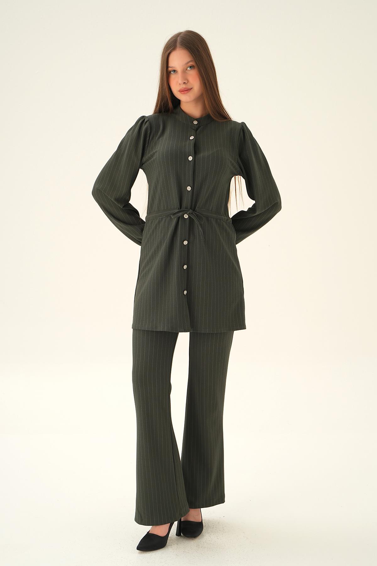 Füme Bağlama Detay Pantolon Takım 4030A - 2