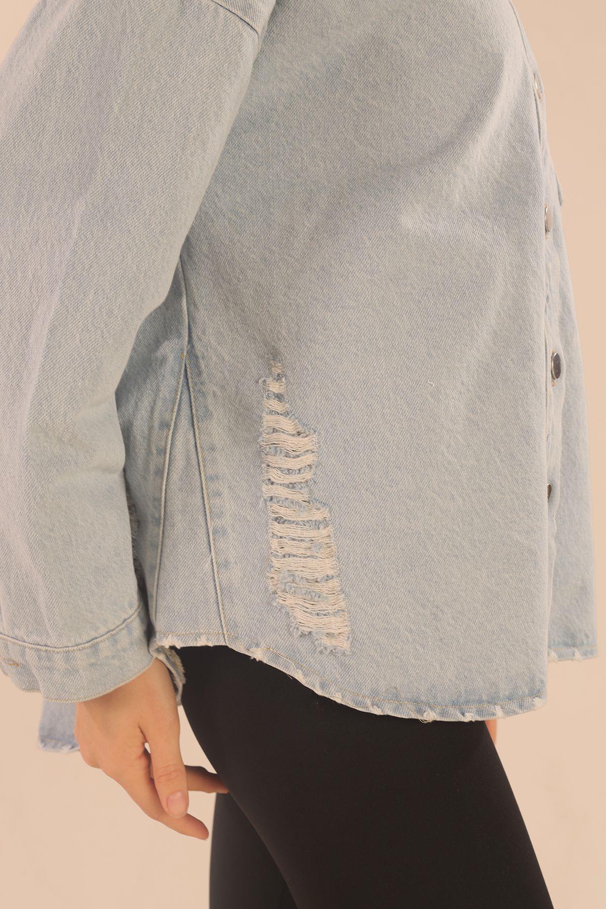 Mavi Tek Cep Oversize Ceket 4031 - 4