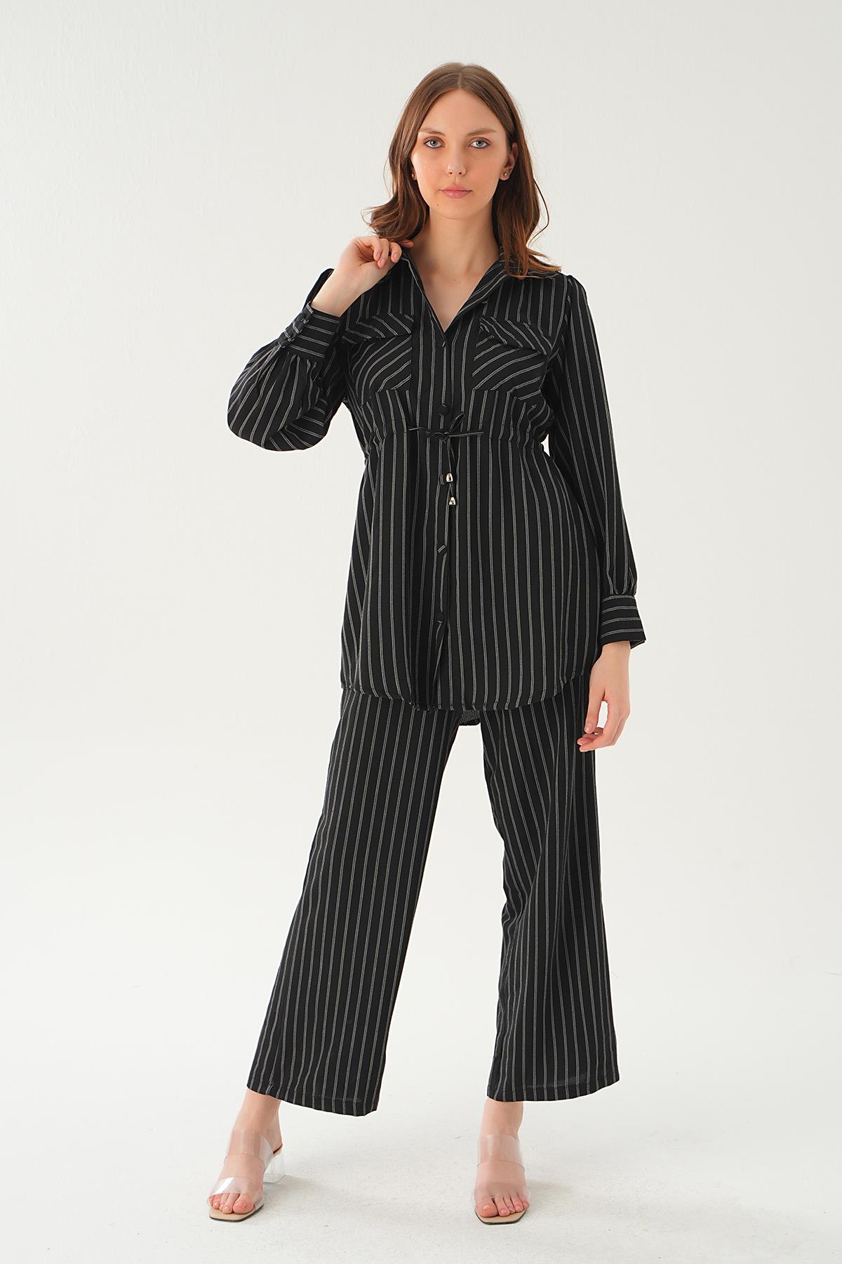 Siyah Cep Detay Pantolon Takım 4045A - 6