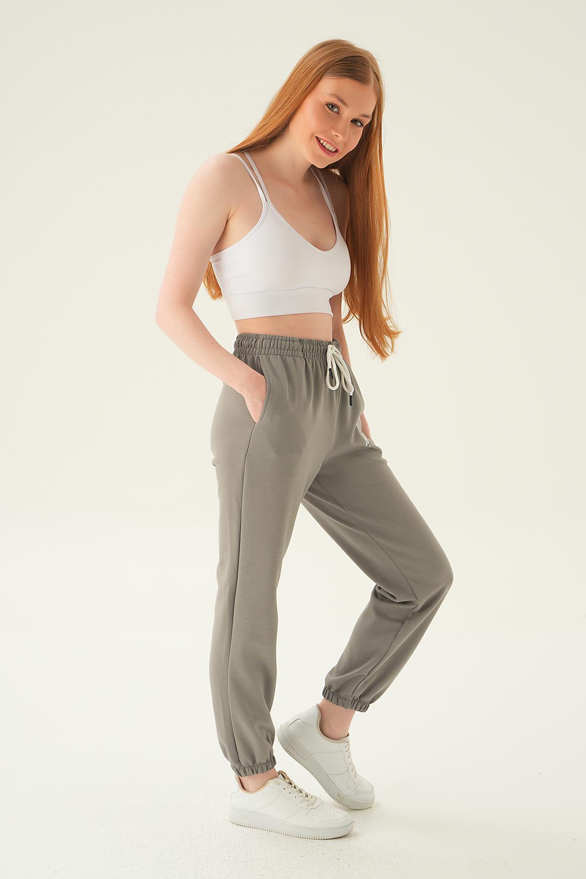 Gri Lastik Detay Eşofman 4048A - 2