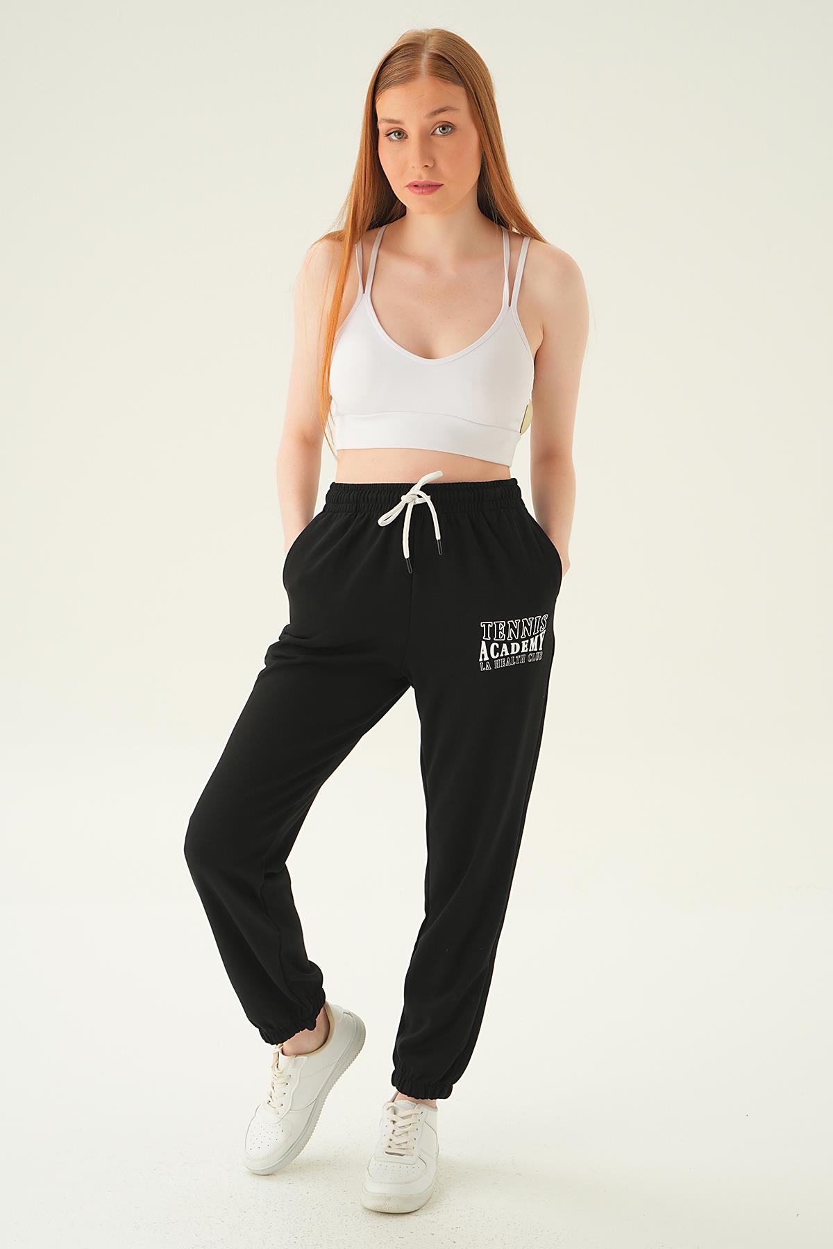 4048A Lastik Detay Eşofman Siyah 