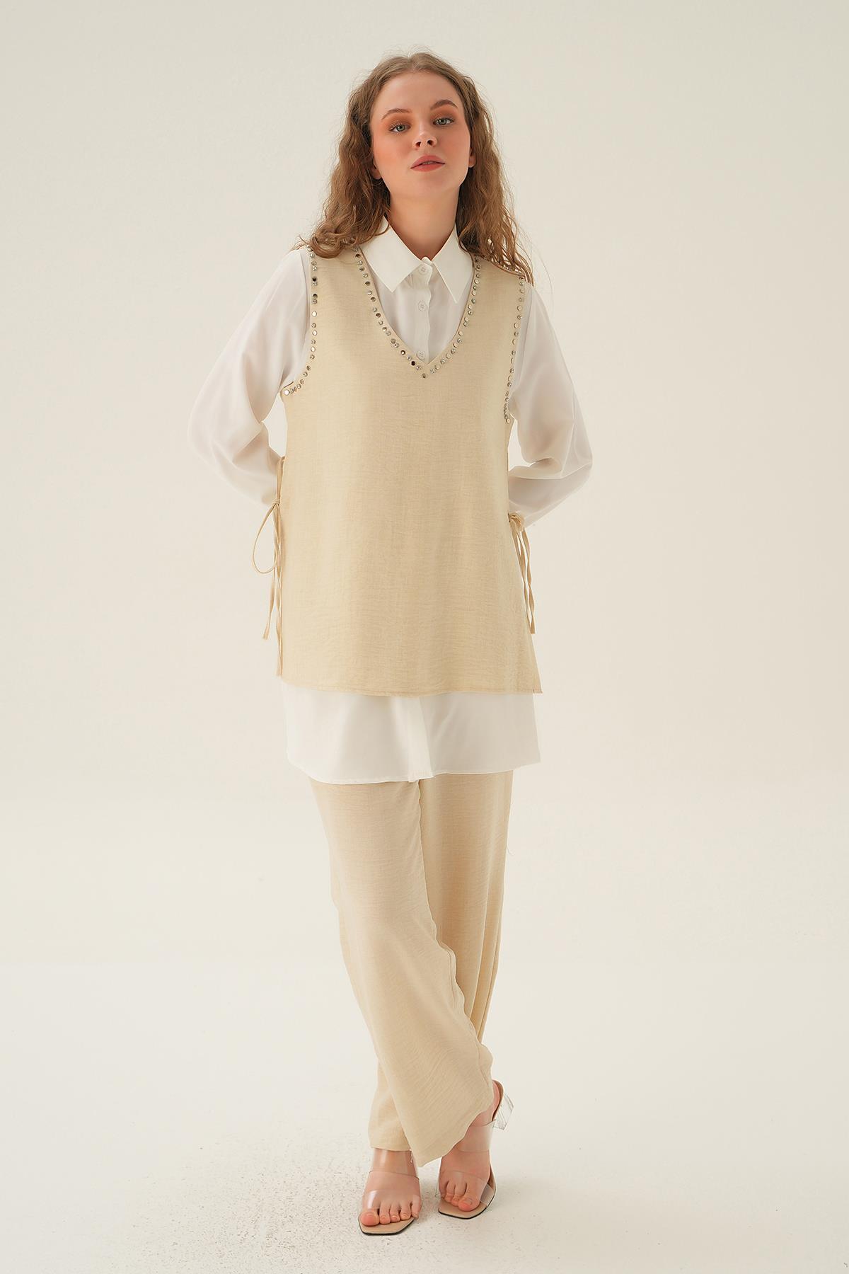 Bej Taş Detay 3'lü Takım 4053A - 3