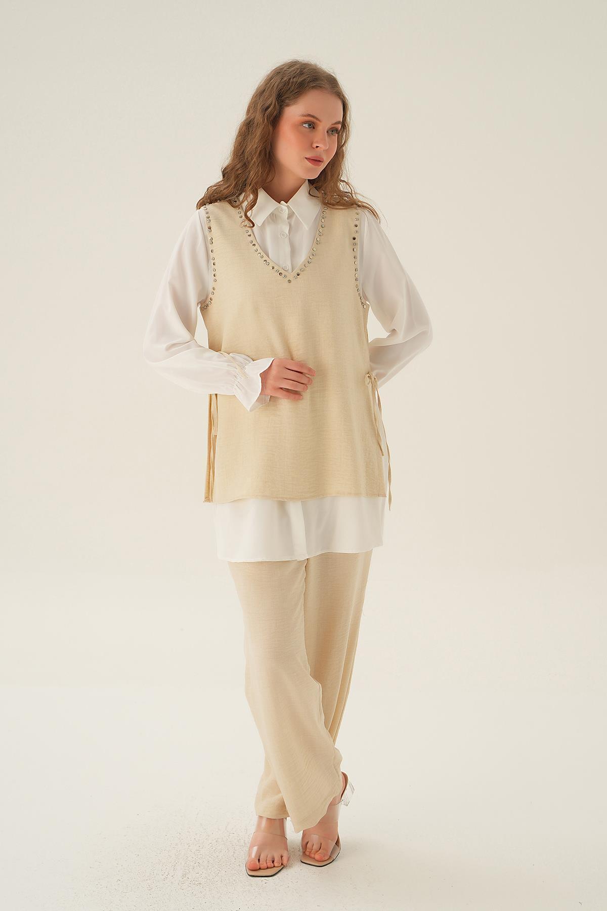 Bej Taş Detay 3'lü Takım 4053A - 4