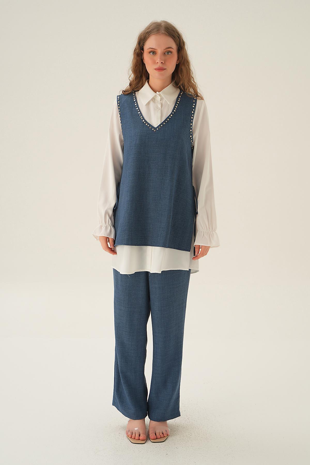 İndigo Taş Detay 3'lü Takım 4053A - 6