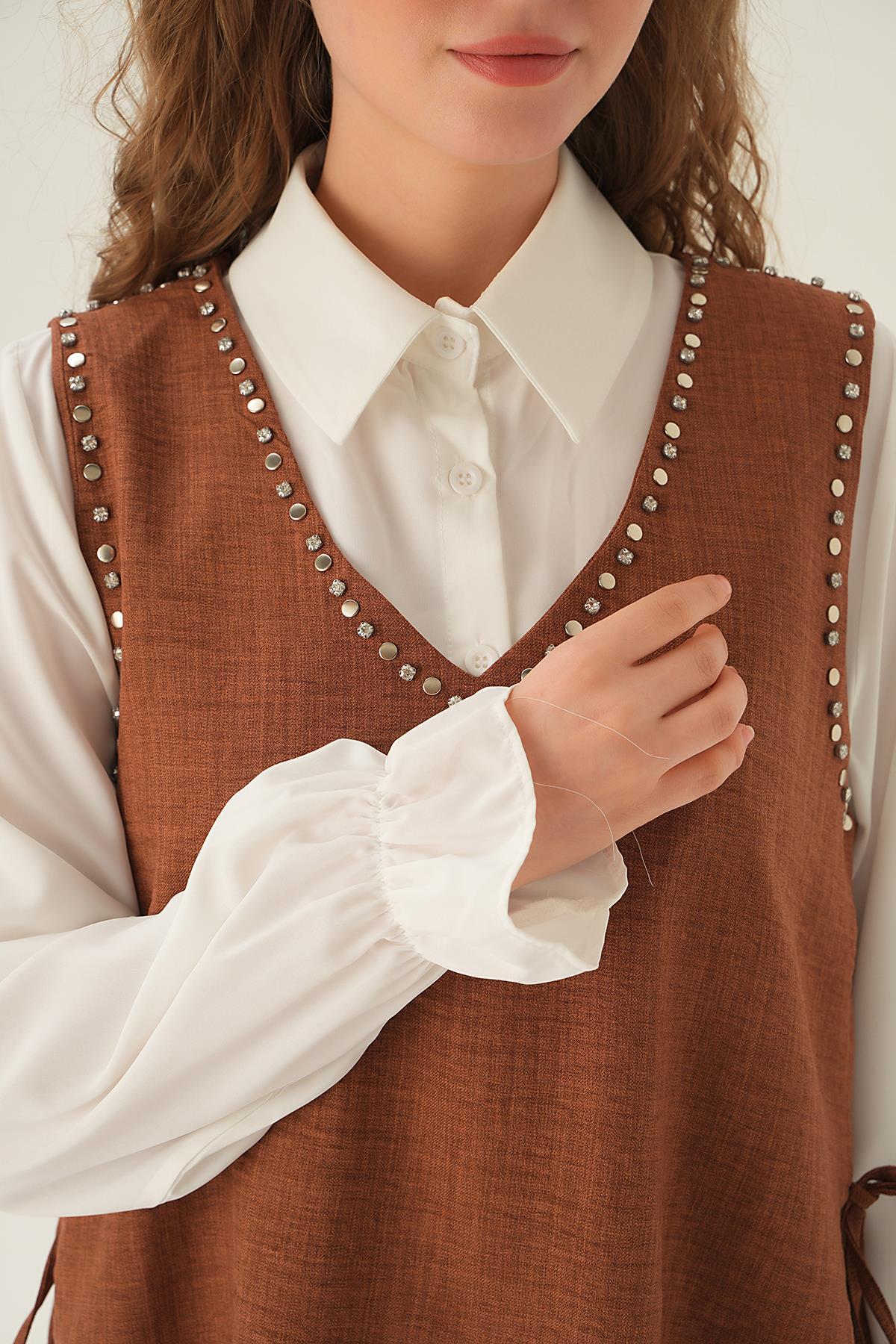 Kahve Taş Detay 3'lü Takım 4053A - 5