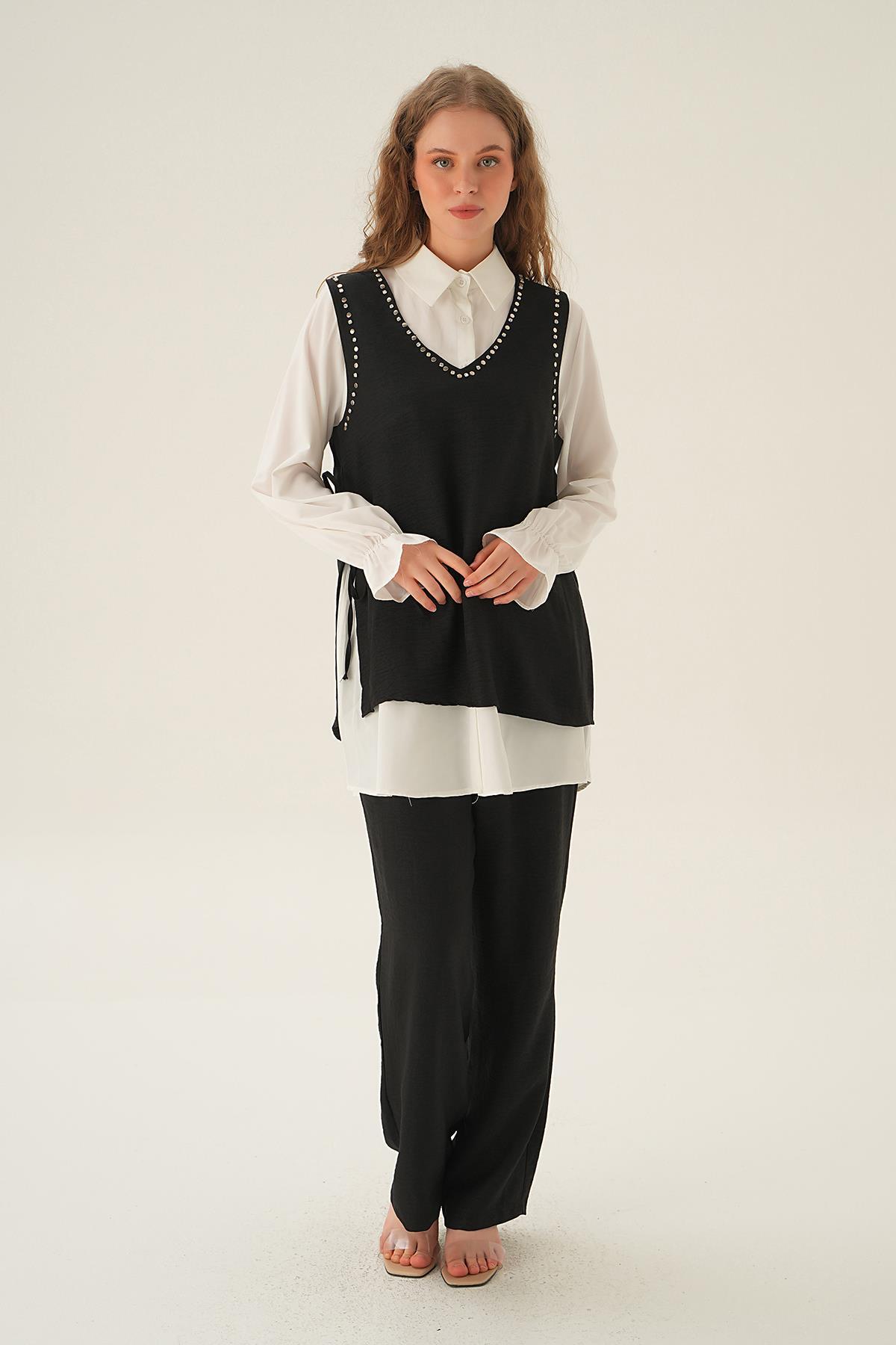 Siyah Taş Detay 3'lü Takım 4053A 