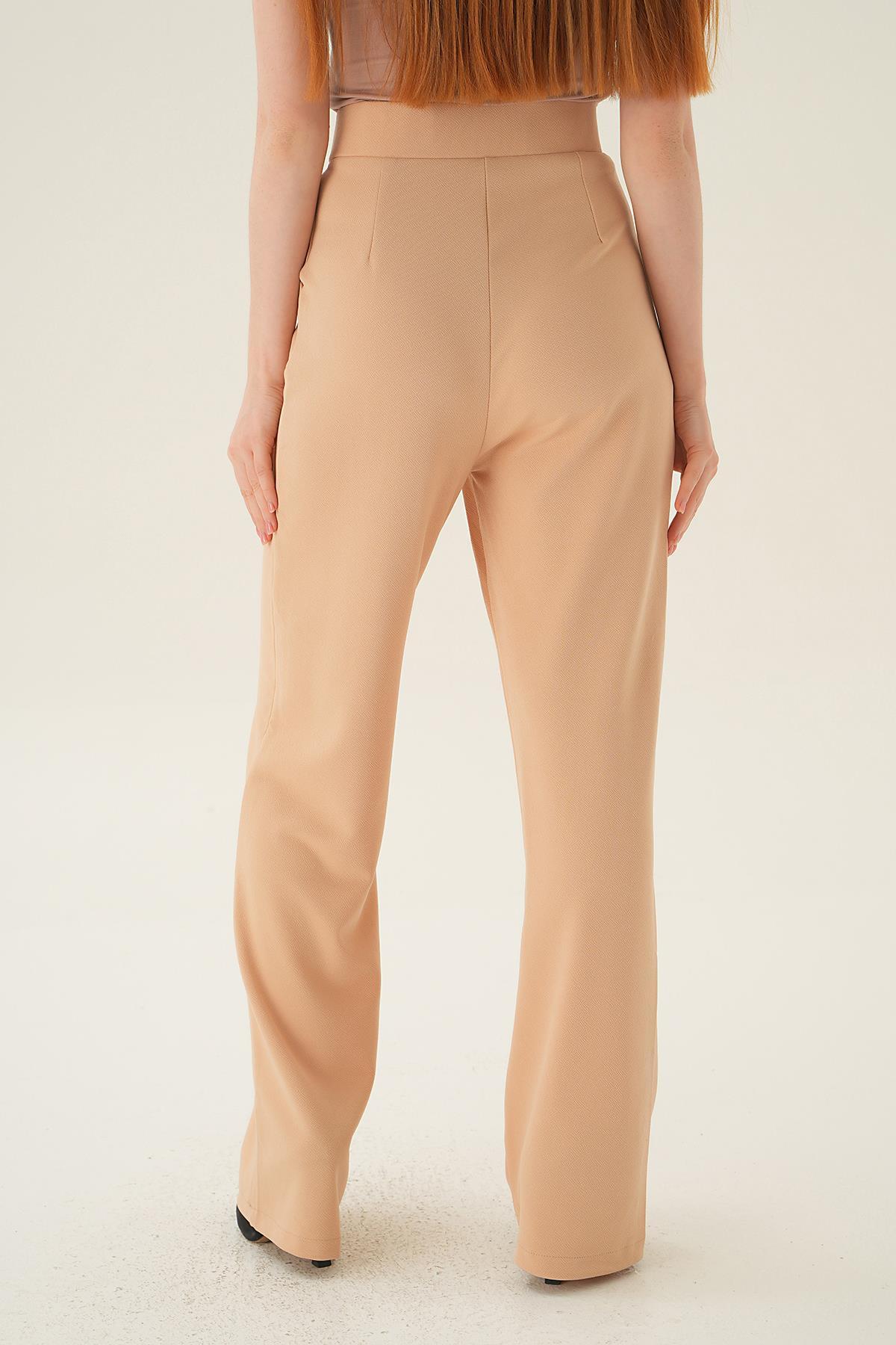 Bej Cırtlı Palazzo Pantolon 4055A - 3