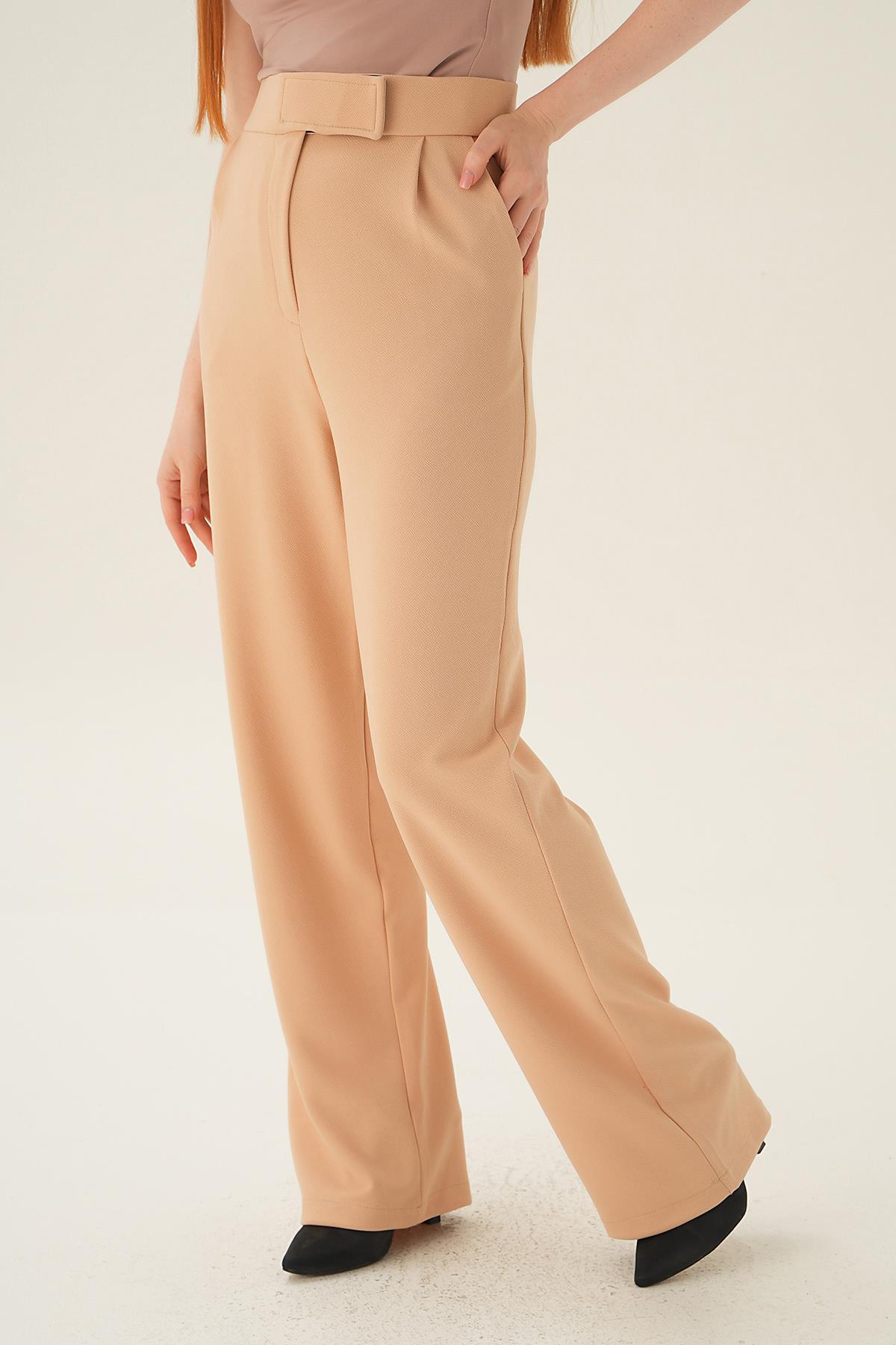 Bej Cırtlı Palazzo Pantolon 4055A - 6