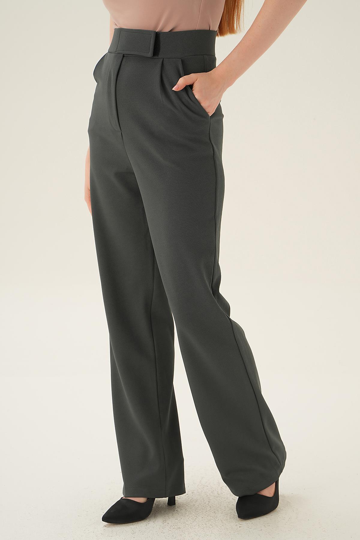 4055A Cırtlı Palazzo Pantolon Füme - 3