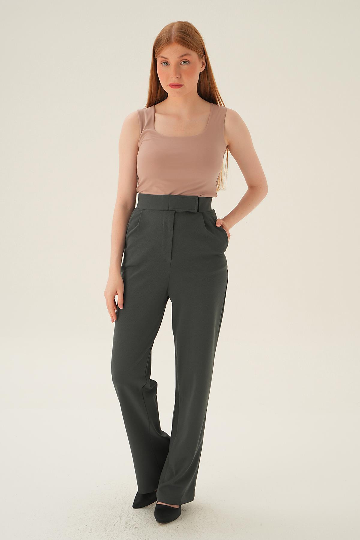 4055A Cırtlı Palazzo Pantolon Füme - 6