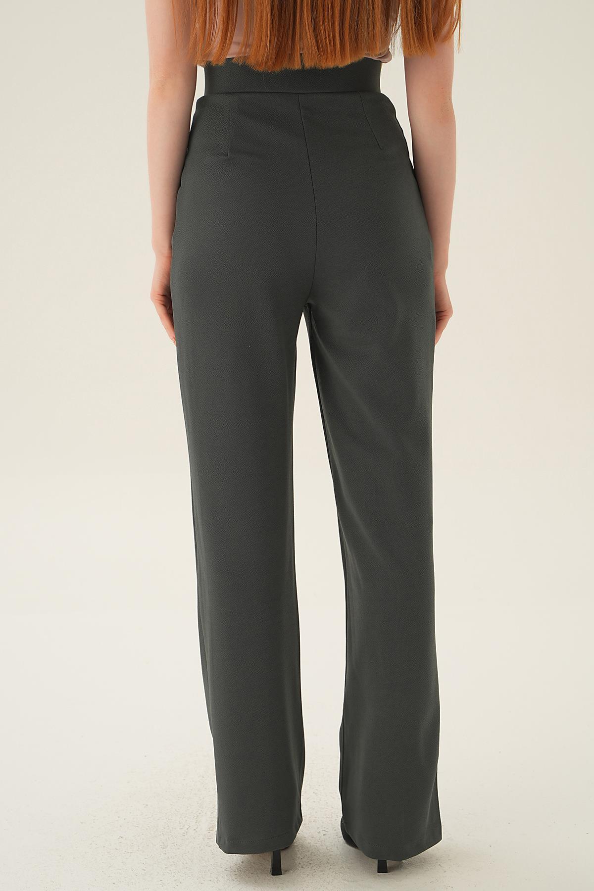 Füme Cırtlı Palazzo Pantolon 4055A - 4