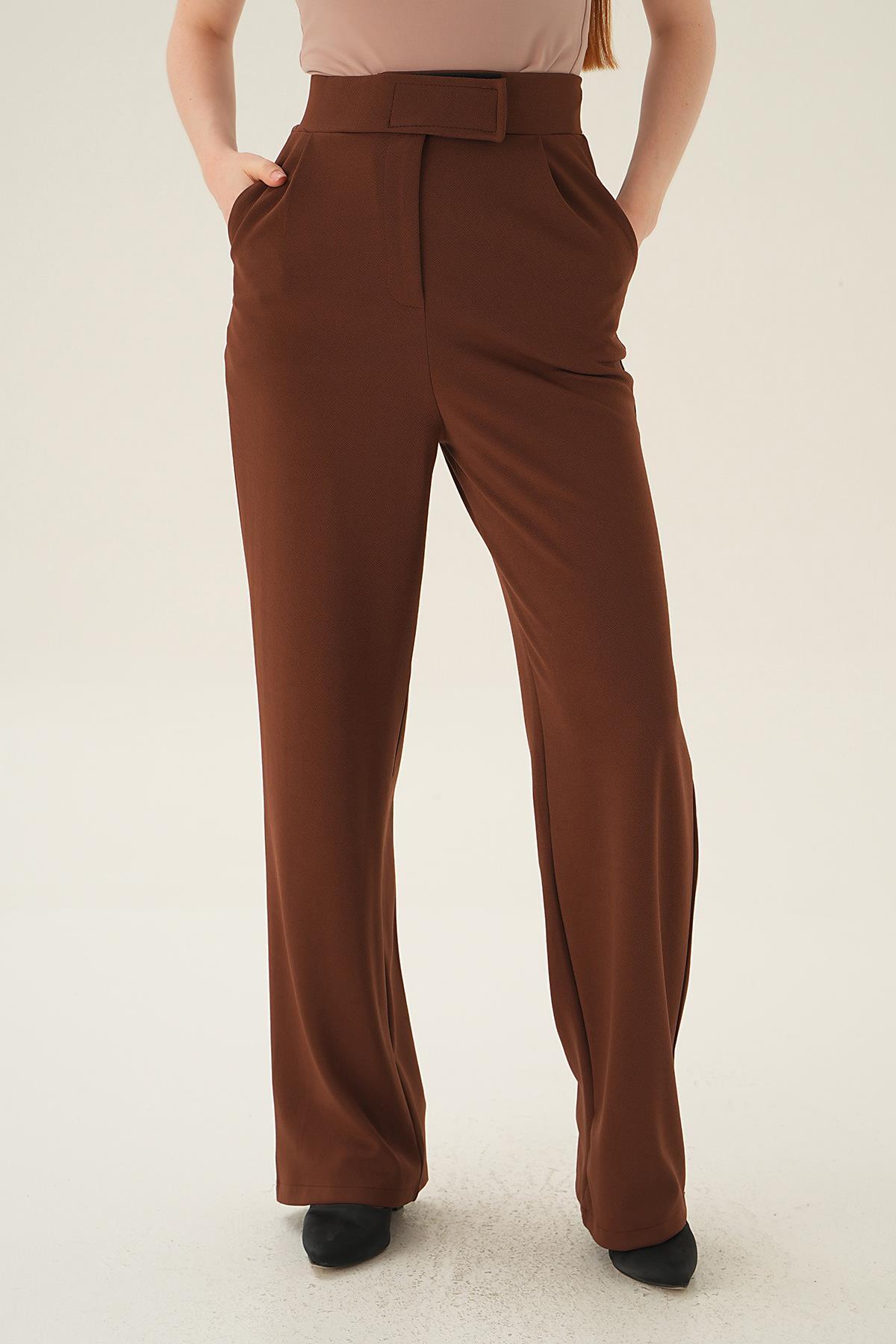 Kahve Cırtlı Palazzo Pantolon 4055A - 3