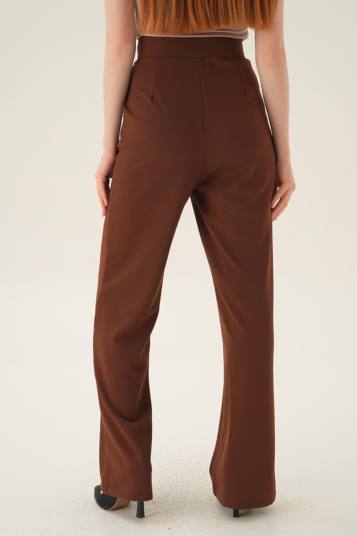 Kahve Cırtlı Palazzo Pantolon 4055A - 5