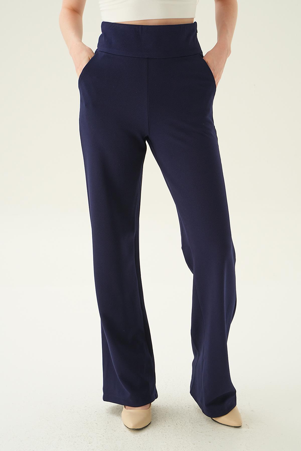 4056A Yüksek Bel Cepli Palazzo Pantolon Laci - 3