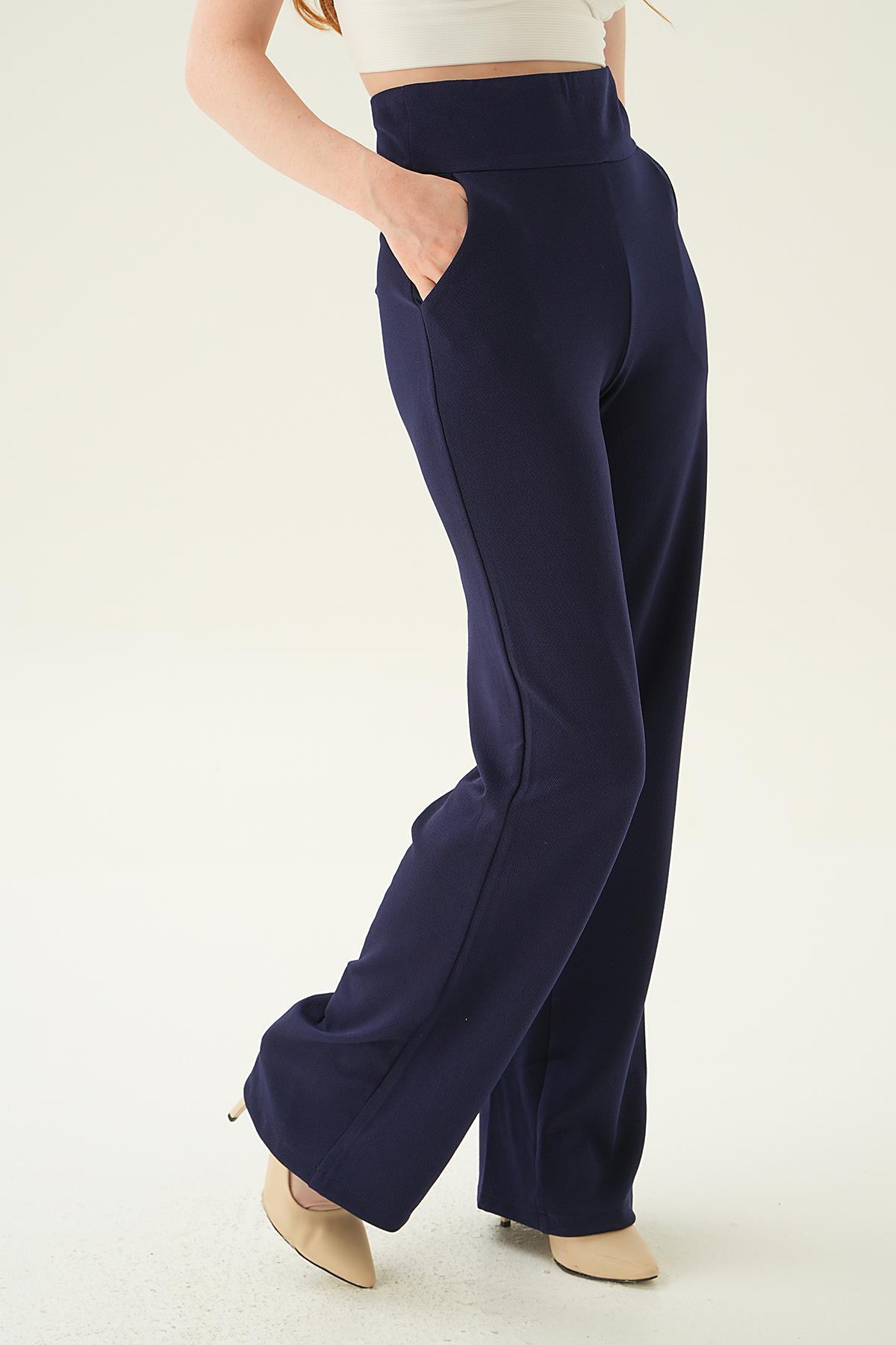 Laci Yüksek Bel Cepli Palazzo Pantolon 4056A - 4