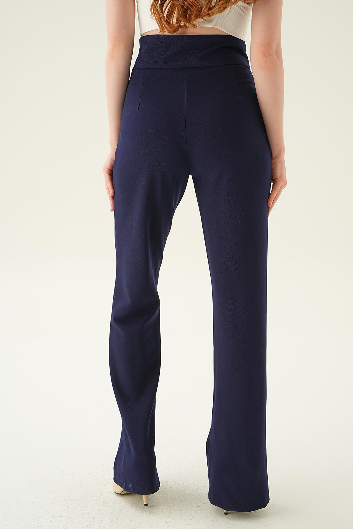 Laci Yüksek Bel Cepli Palazzo Pantolon 4056A - 5