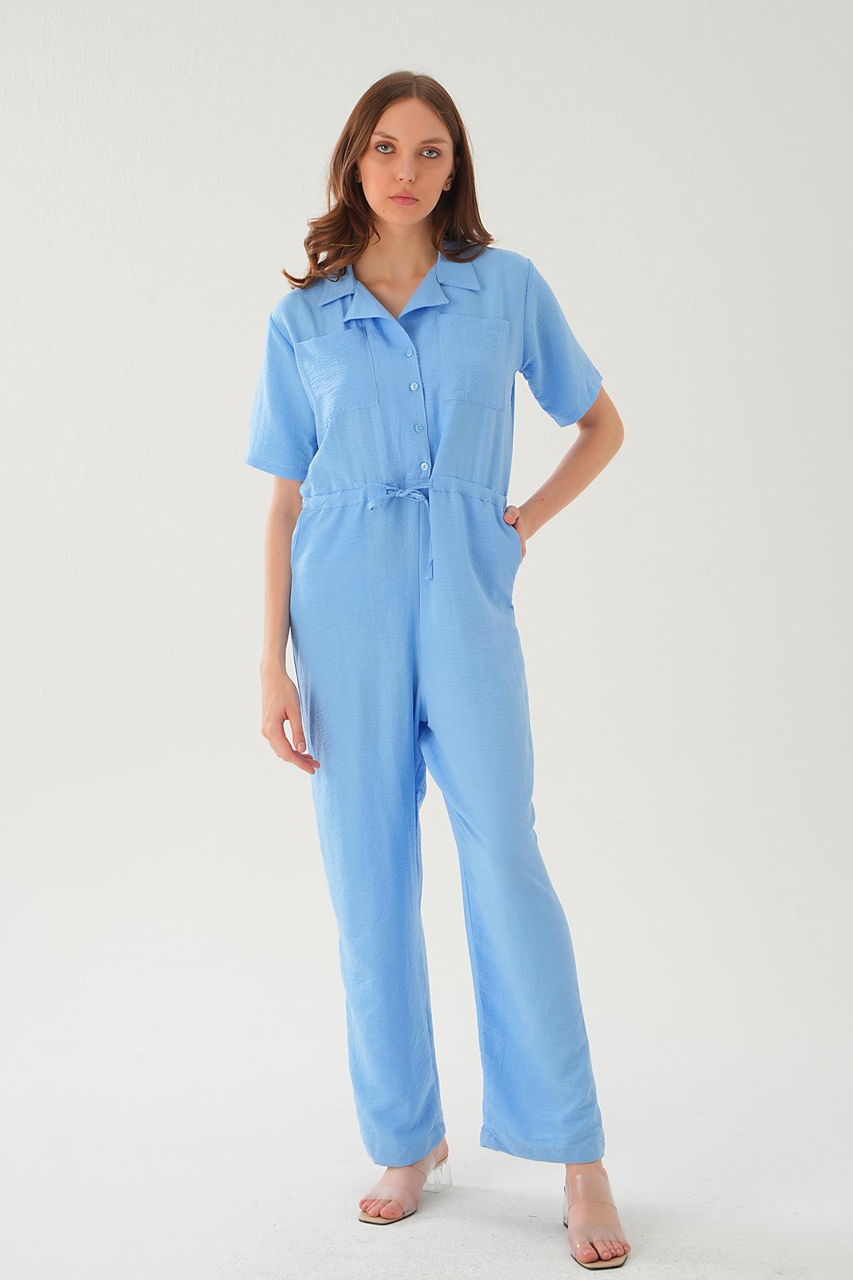 Bebe Mavi Kendinden Kemerli Tulum 4057 - 2