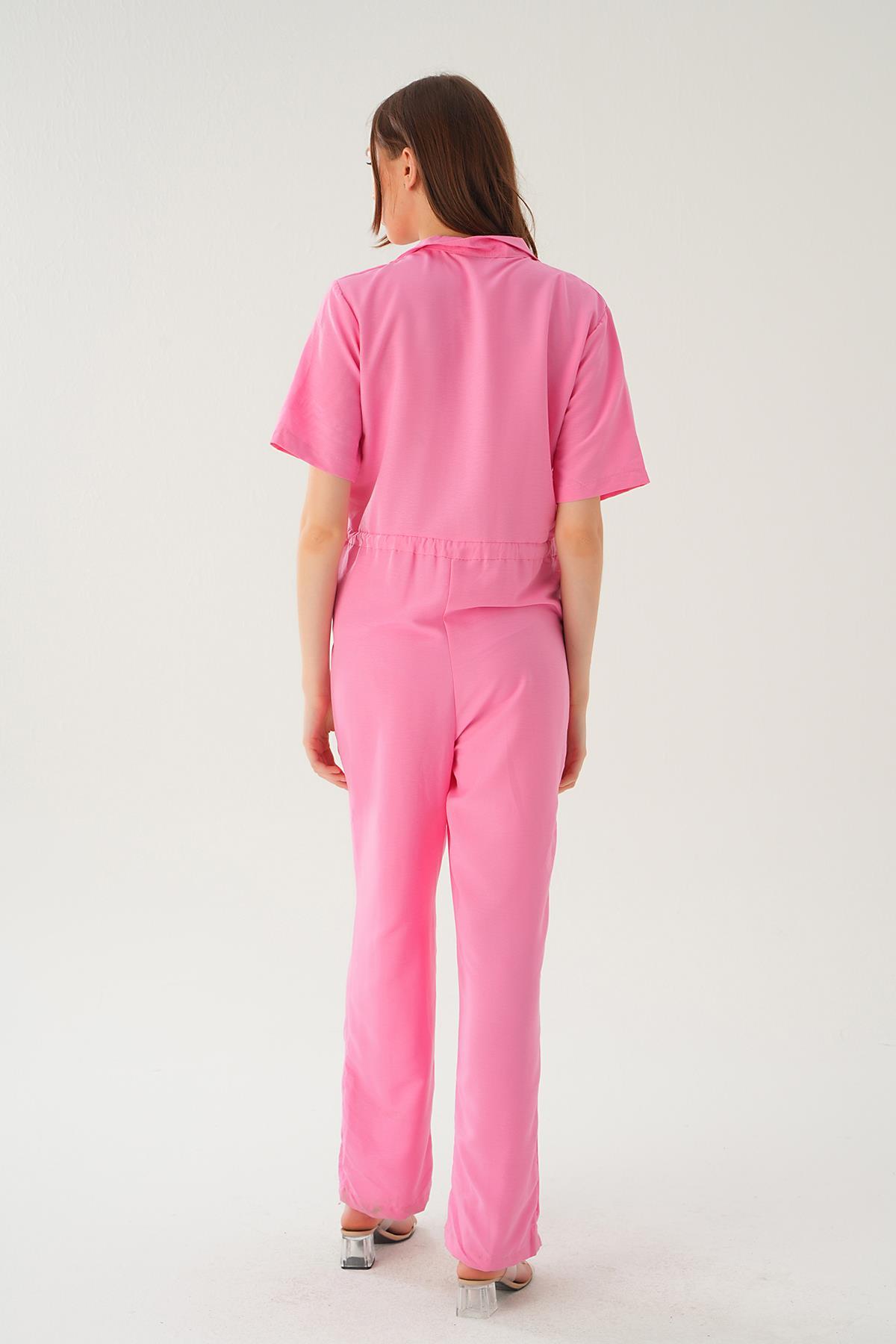 Pembe Kendinden Kemerli Tulum 4057 - 5