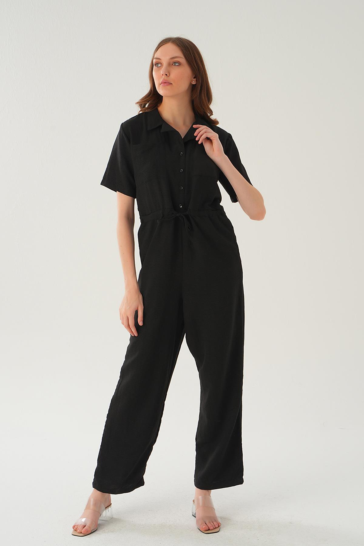 4057 Kendinden Kemerli Tulum Siyah - 3