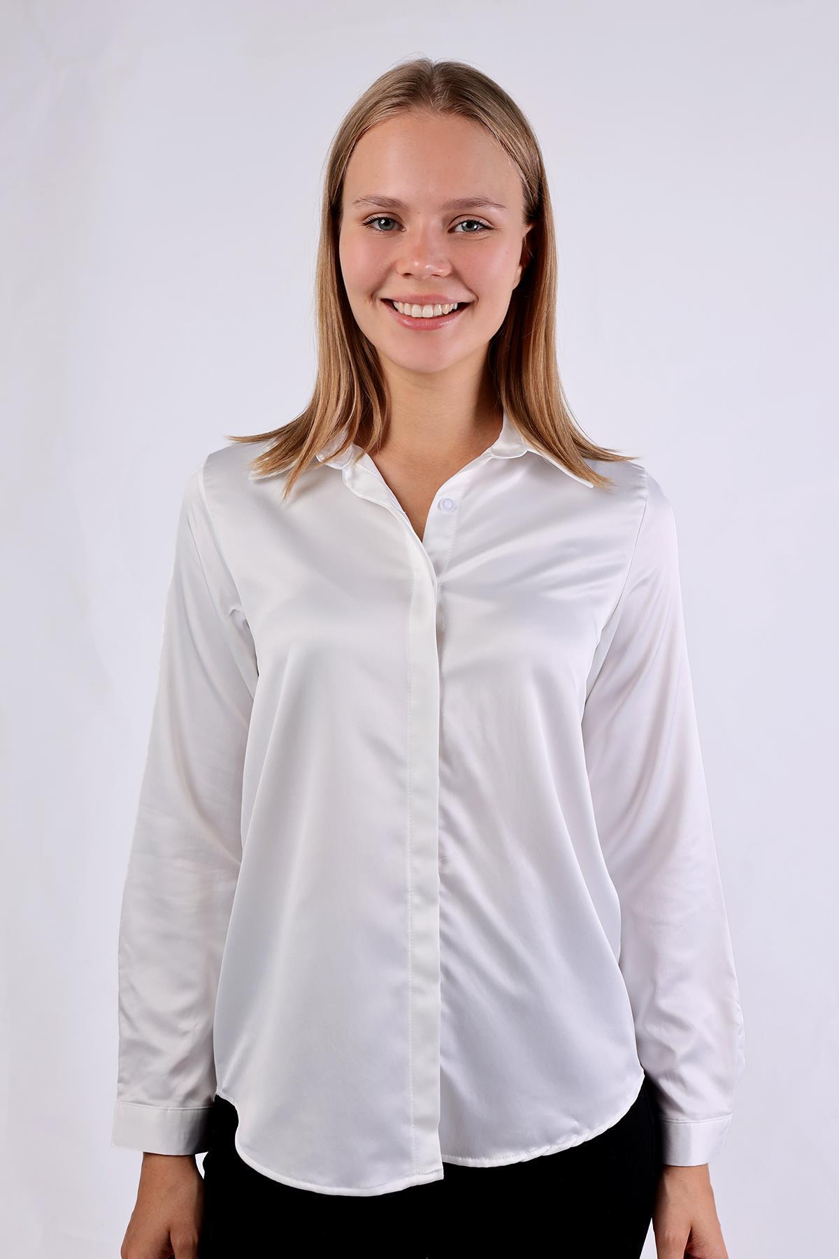 4057A Gizli Düğme Detay Gömlek Beyaz - RAYS