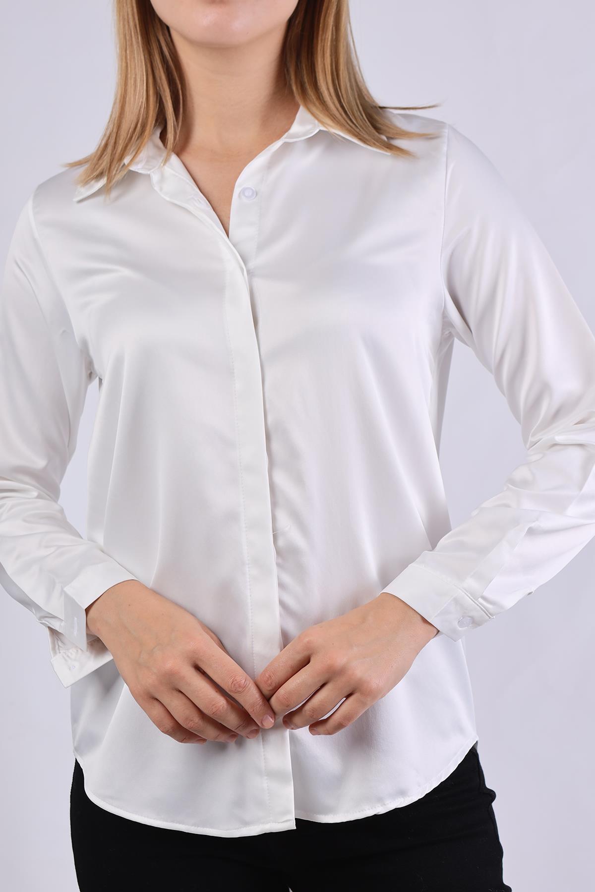 4057A Gizli Düğme Detay Gömlek Beyaz - RAYS