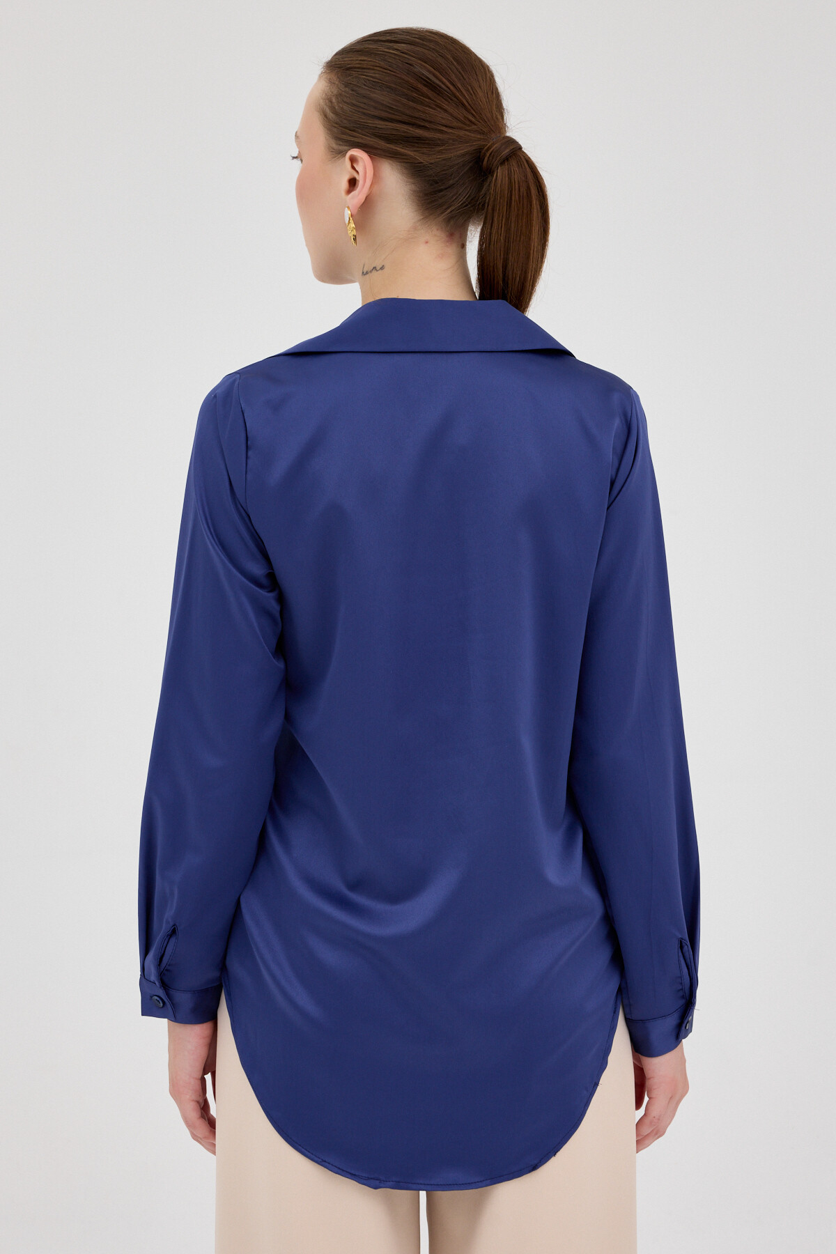 Laci Gizli Düğmeli Saten Kadın Gömlek 4057A - 5