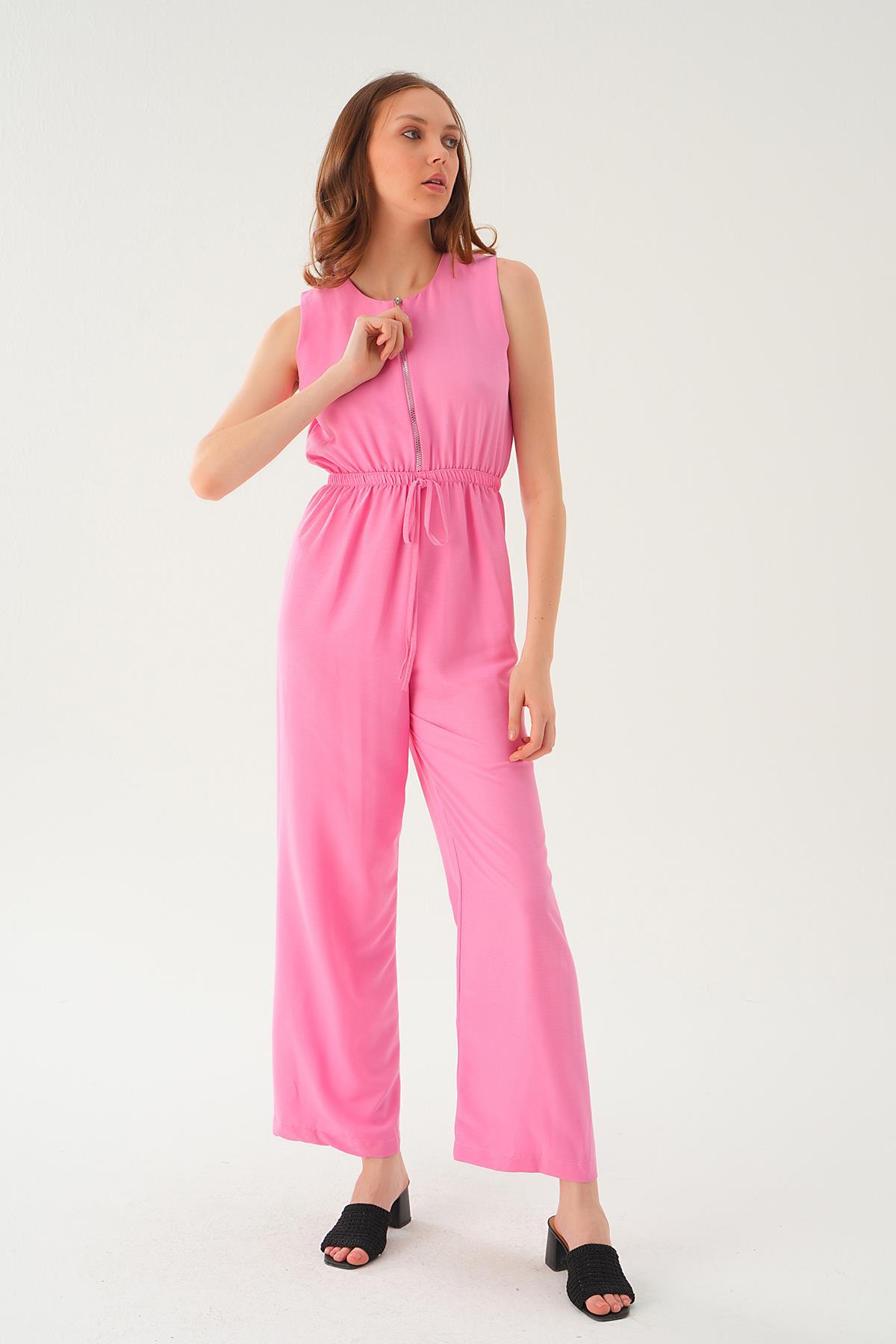 Pembe Fermuar Detay Kemerli Tulum 4058 - 2