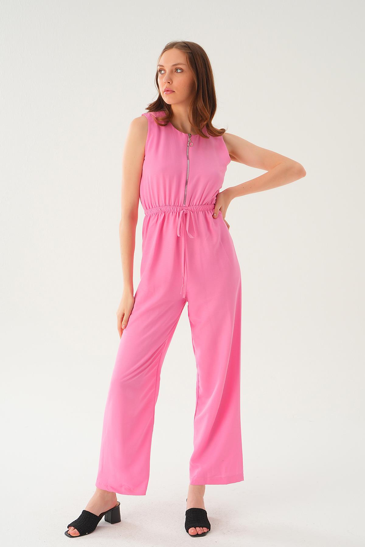 Pembe Fermuar Detay Kemerli Tulum 4058 - 3