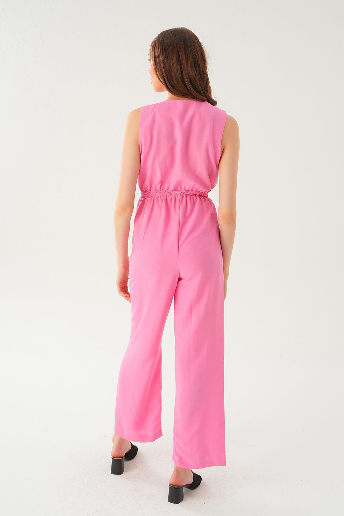 Pembe Fermuar Detay Kemerli Tulum 4058 - 5