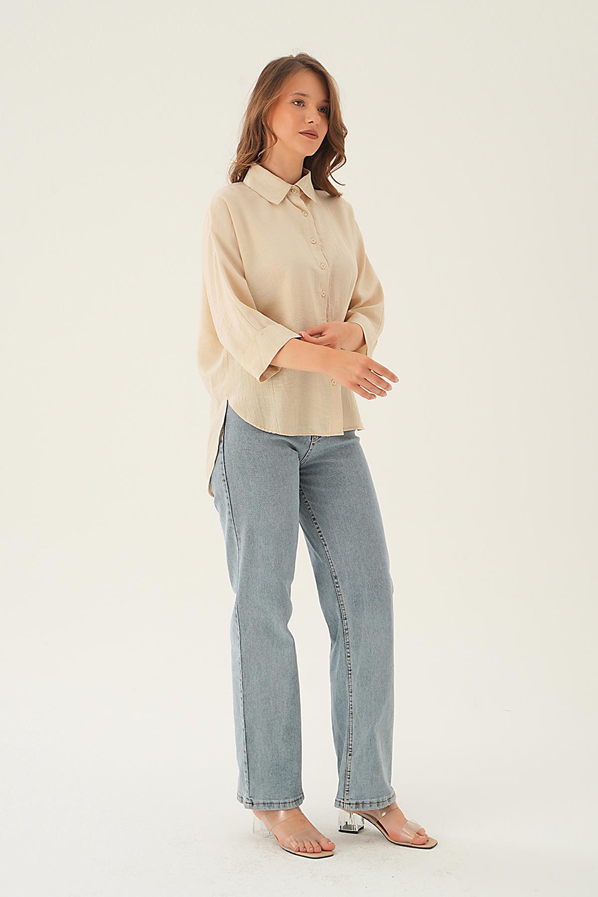 4058A Fakir Kol Gömlek Bej 