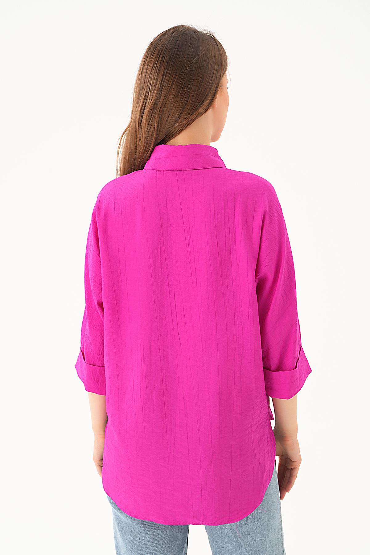 Fuşya Fakir Kol Gömlek 4058A - 5