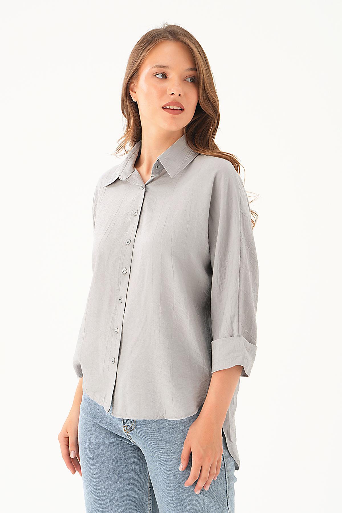 Gri Fakir Kol Gömlek 4058A - 3