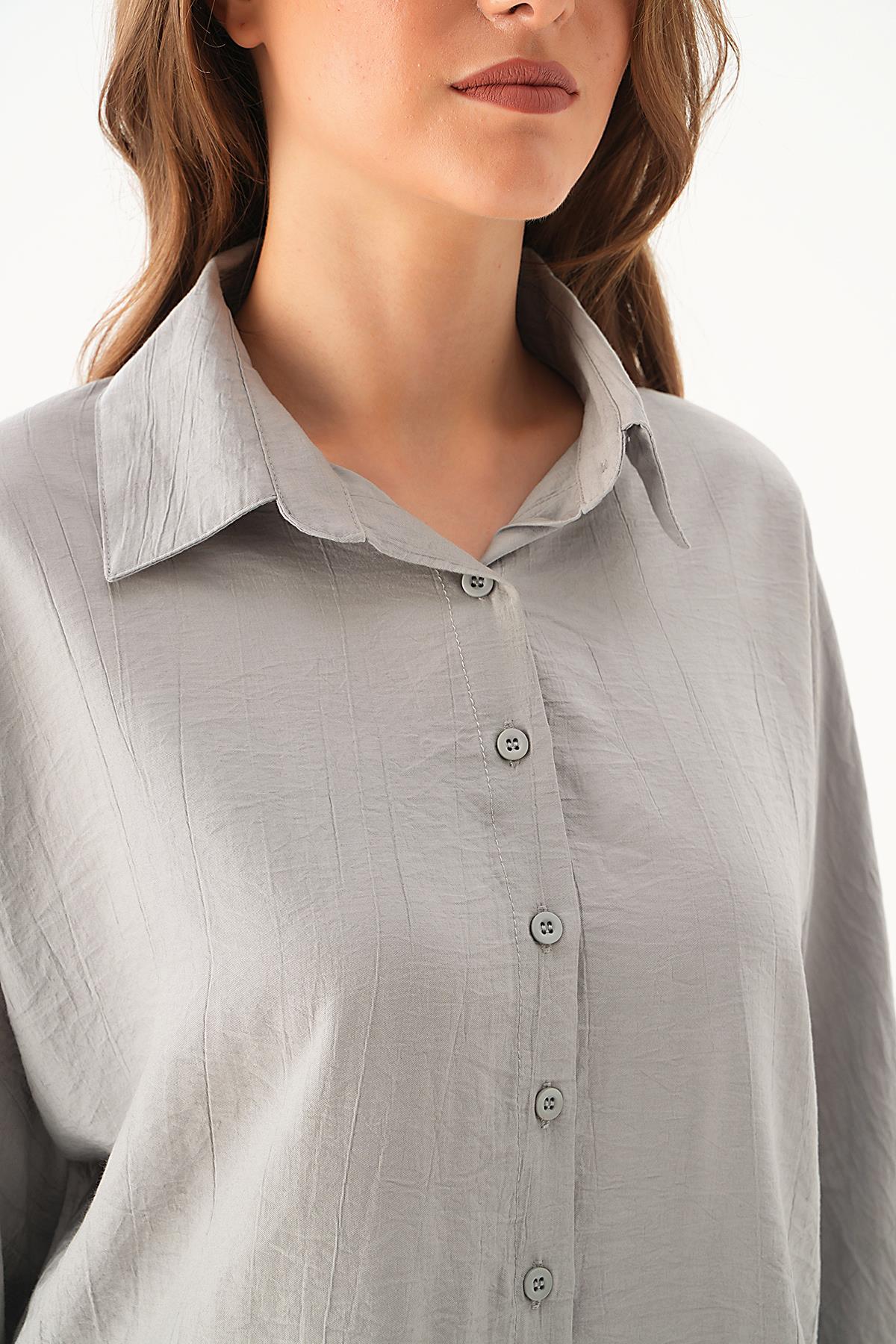 Gri Fakir Kol Gömlek 4058A - 6