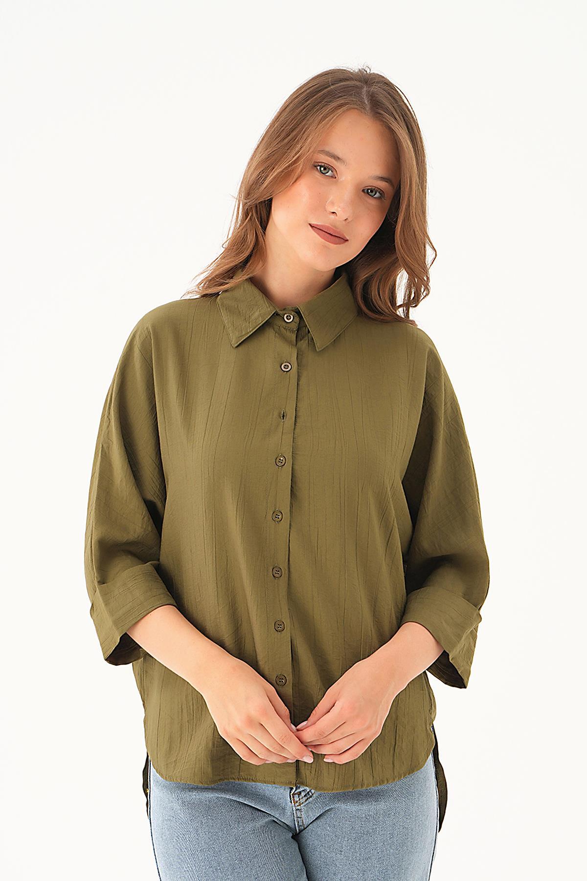 Haki Fakir Kol Gömlek 4058A - 2