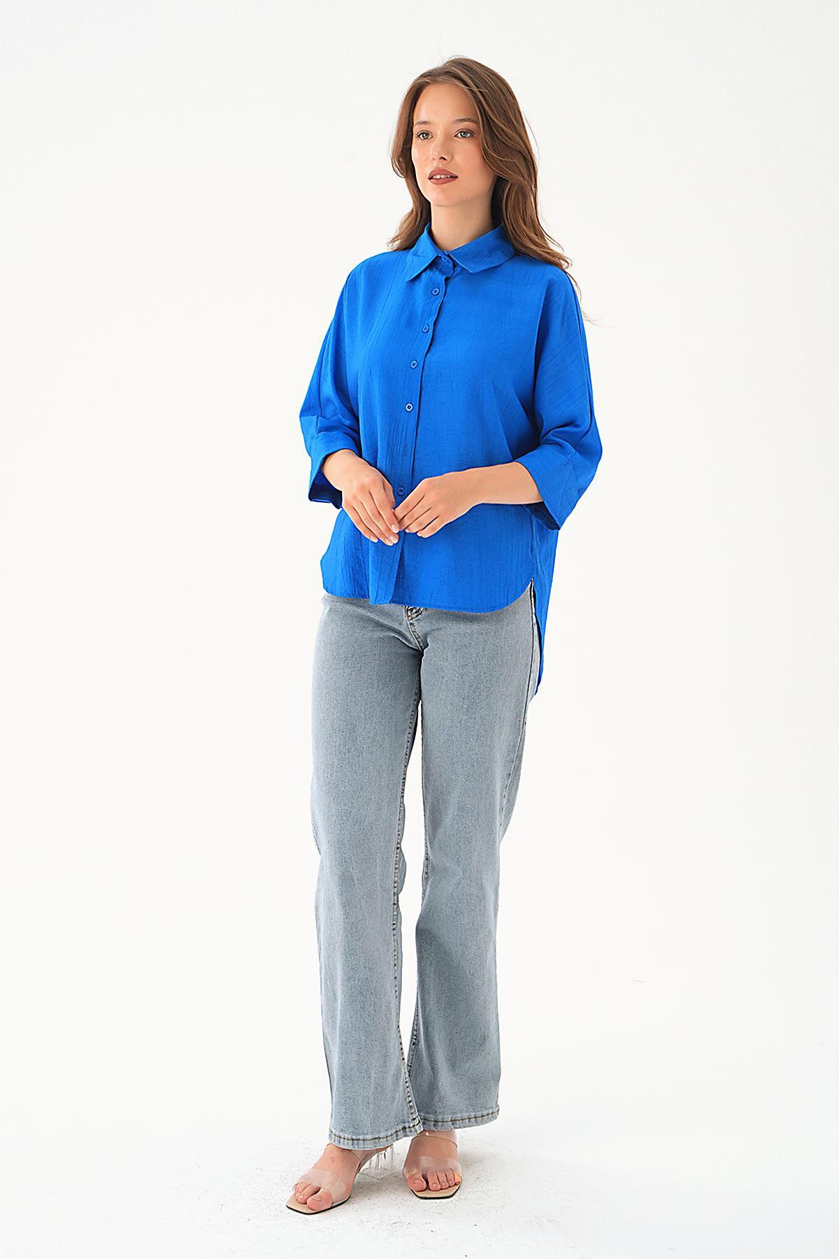 4058A Fakir Kol Gömlek Saks 