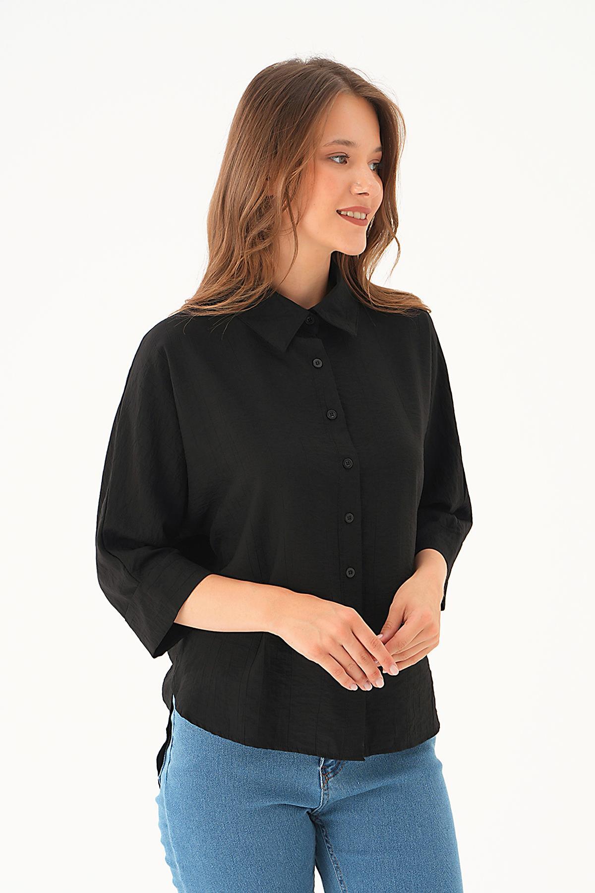 Siyah Fakir Kol Gömlek 4058A - 3