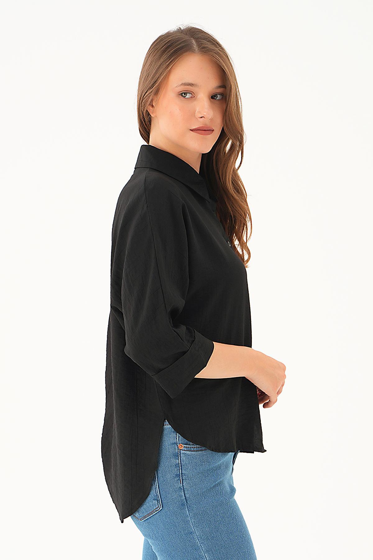 Siyah Fakir Kol Gömlek 4058A - 4