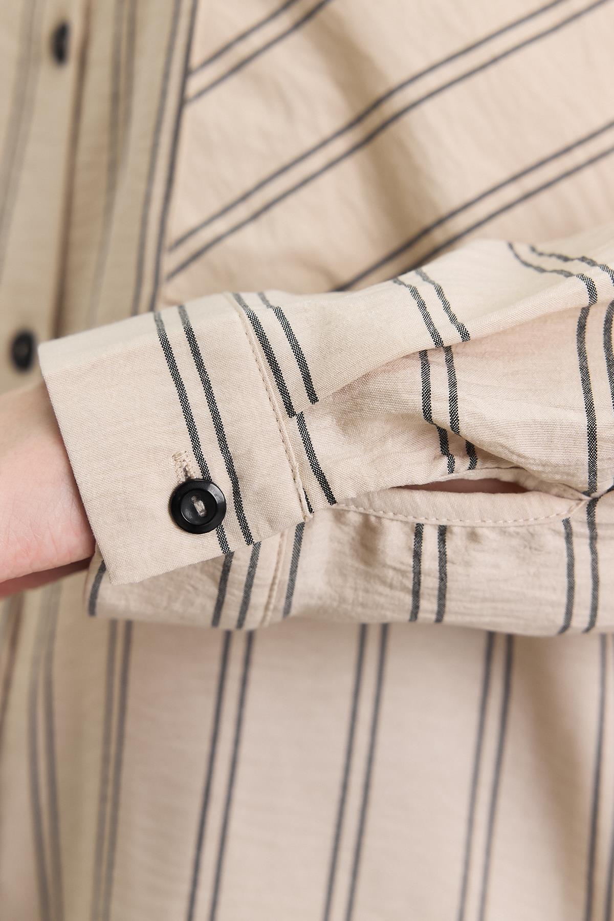 Bej Çizgili Tek Cepli Tunik 4068A - 7