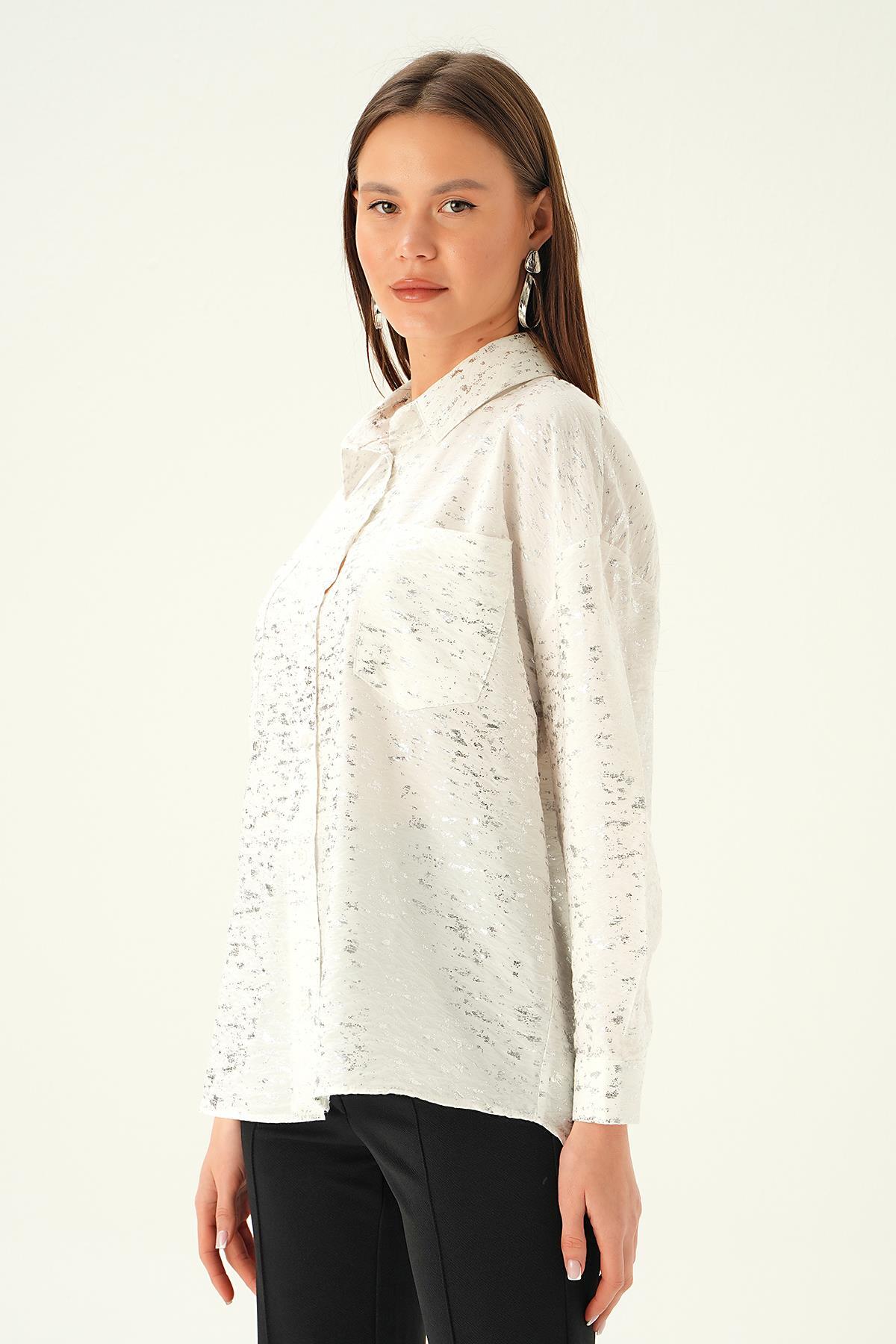 Beyaz Varak Detay Gömlek 4069 - 3