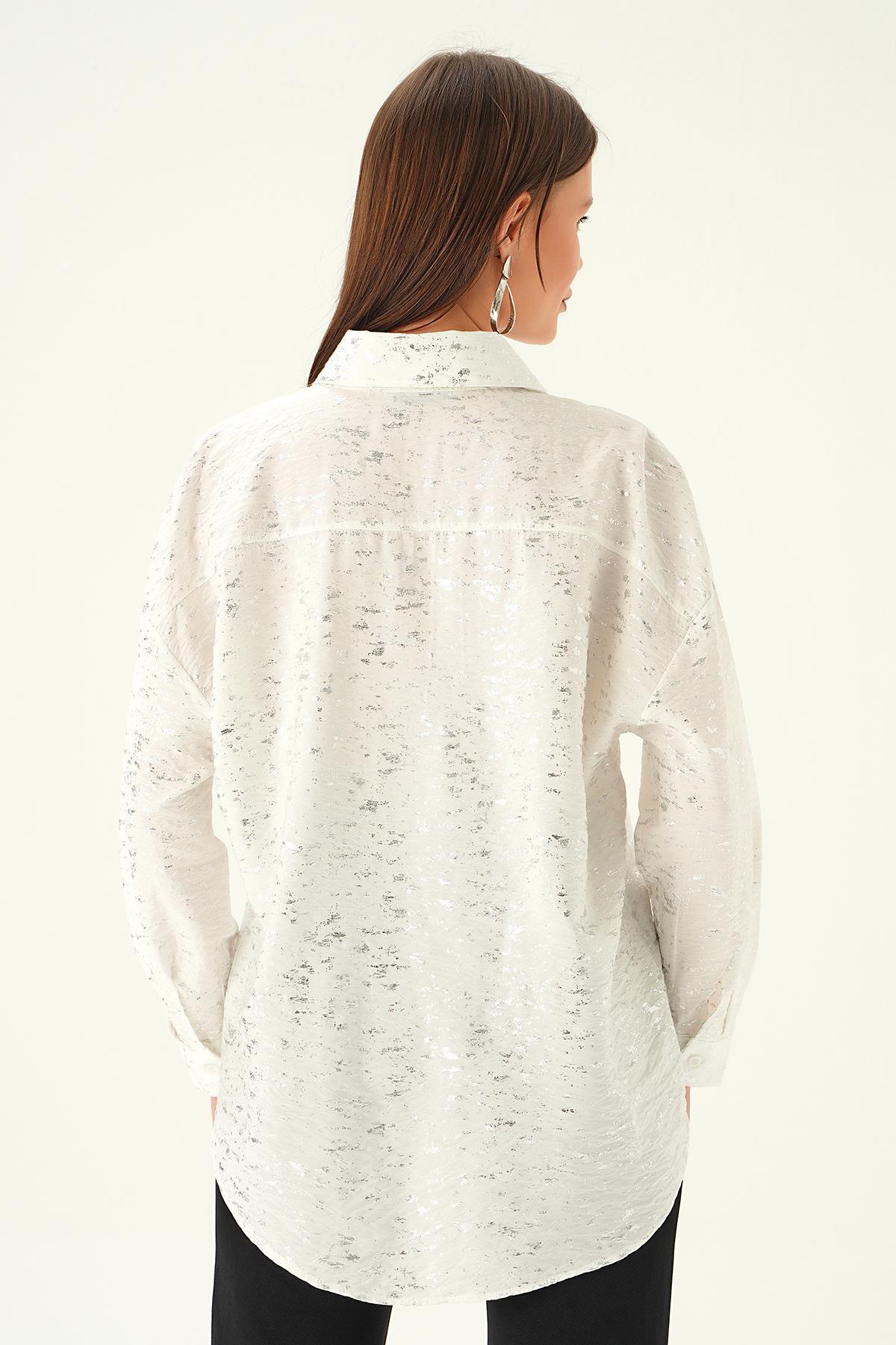 Beyaz Varak Detay Gömlek 4069 - 5