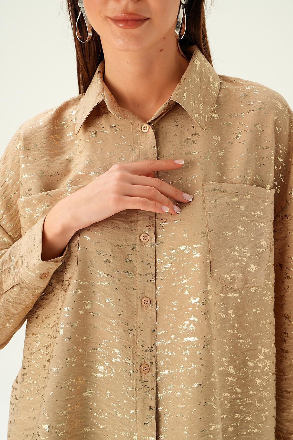 4069 Varak Detay Gömlek Bisküvi - 5