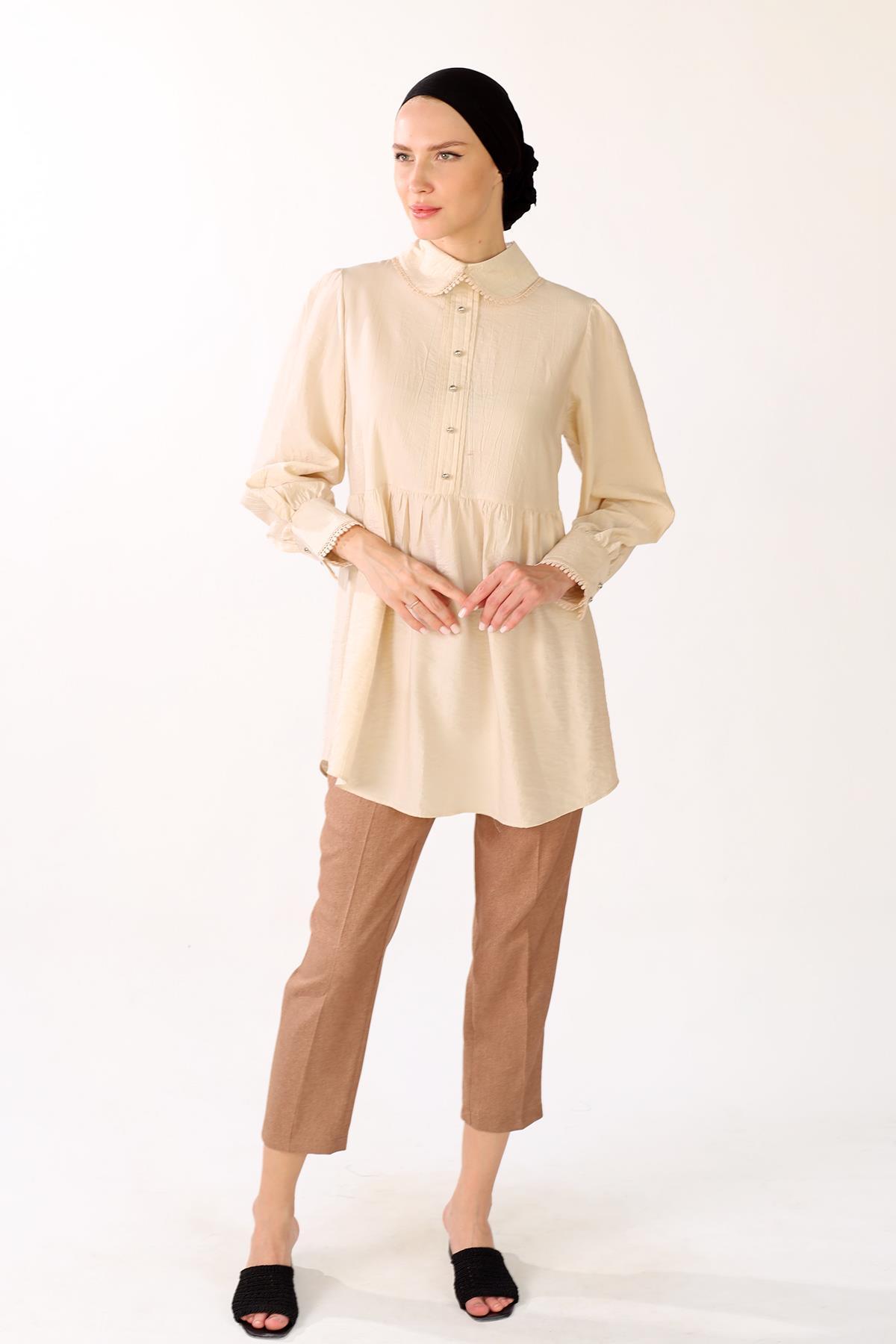 4069A Bebe Yaka Tunik Bej 