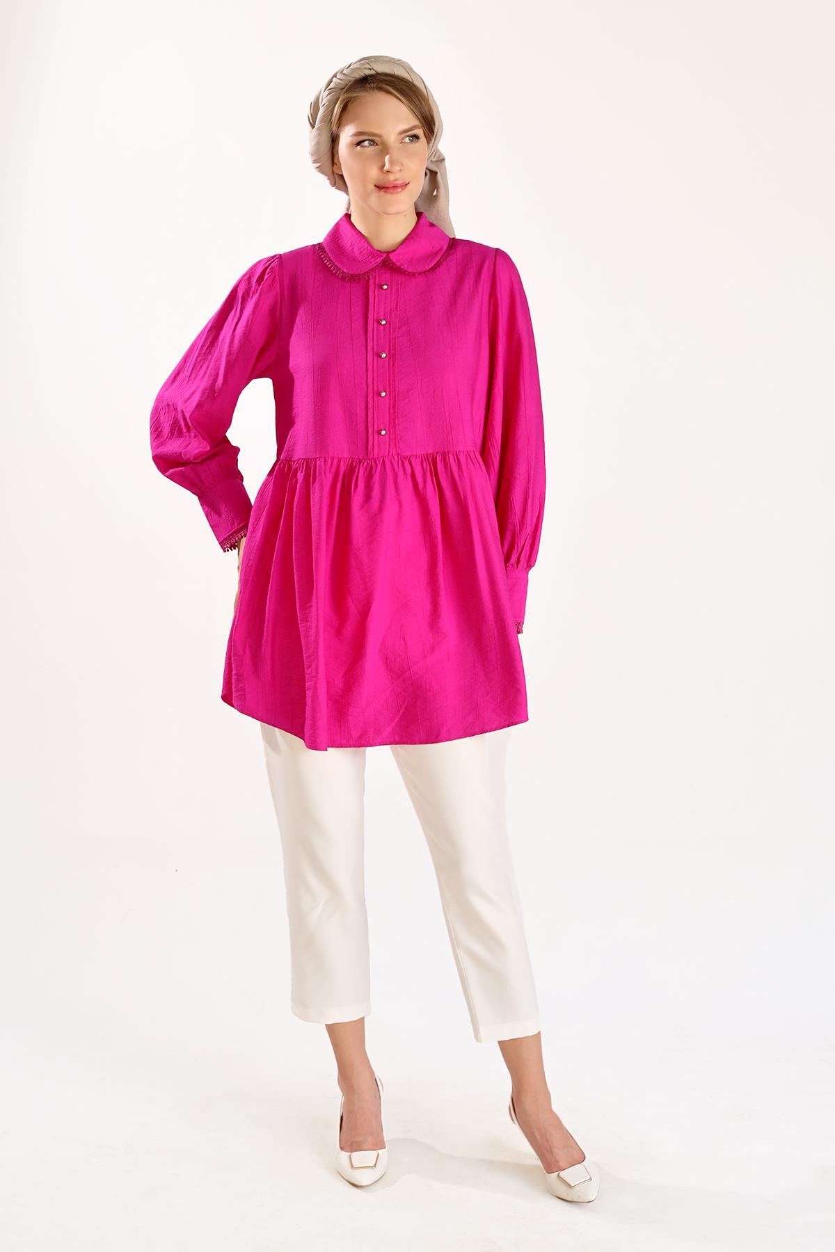 4069A Bebe Yaka Tunik Fuşya 