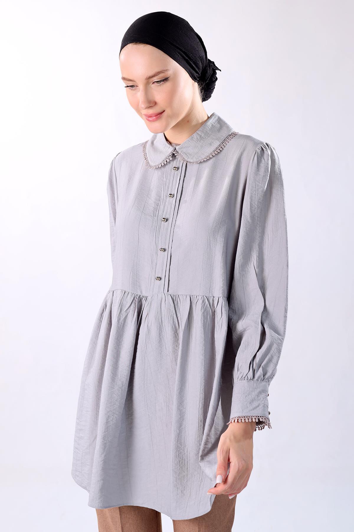 4069A Bebe Yaka Tunik Gri - 3
