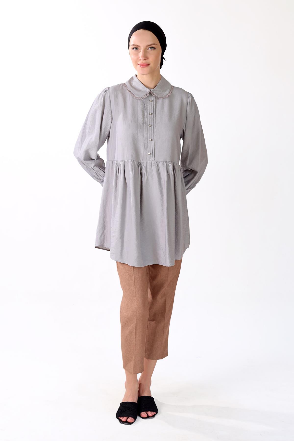 Gri Bebe Yaka Tunik 4069A - 8